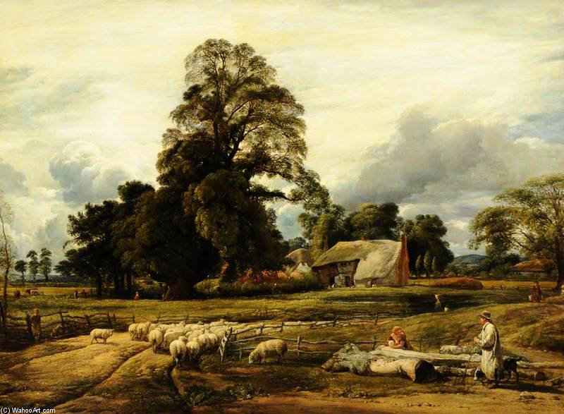 Wikioo.org - The Encyclopedia of Fine Arts - Painting, Artwork by John Linnell - Kingsley Village, Near Thame, Oxfordshire