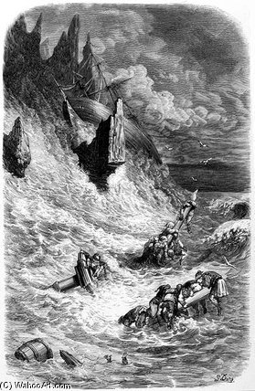 WikiOO.org - Encyclopedia of Fine Arts - Maleri, Artwork Paul Gustave Doré - Stranding Of Sinbad's Ship