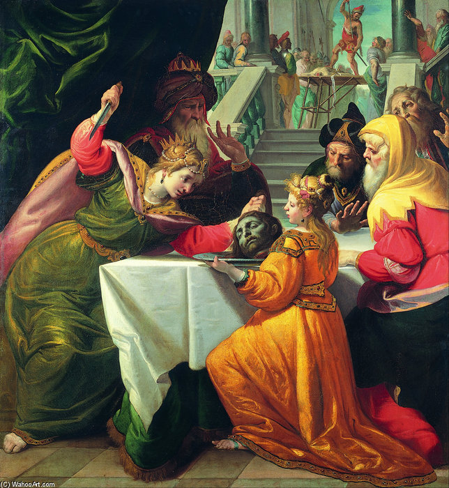 Wikioo.org - The Encyclopedia of Fine Arts - Painting, Artwork by Giovanni Andrea Ansaldo - Herodias Presented With The Head Of The Baptist