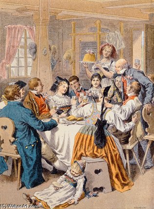 WikiOO.org - Encyclopedia of Fine Arts - Festés, Grafika Frederic Theodore Lix - Celebration Of An Engagement In Alsace