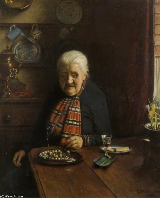 Wikioo.org - The Encyclopedia of Fine Arts - Painting, Artwork by Charles Spencelayh - Solitaire