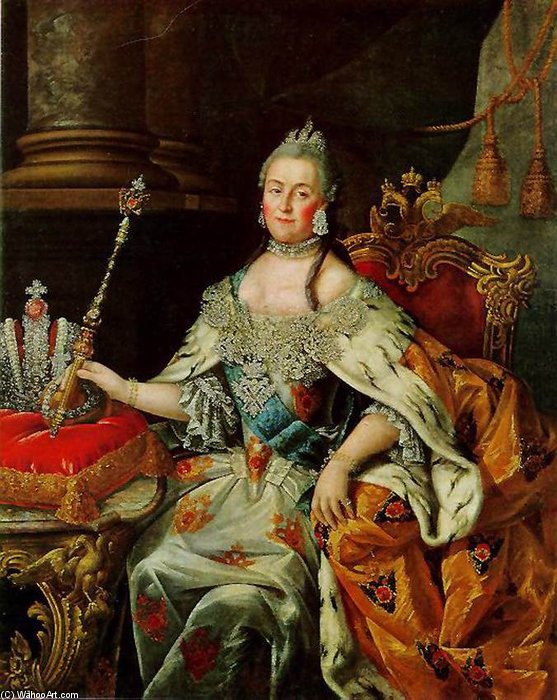 Wikioo.org - The Encyclopedia of Fine Arts - Painting, Artwork by Alexey Petrovich Antropov - Portrait Of Catherine Ii
