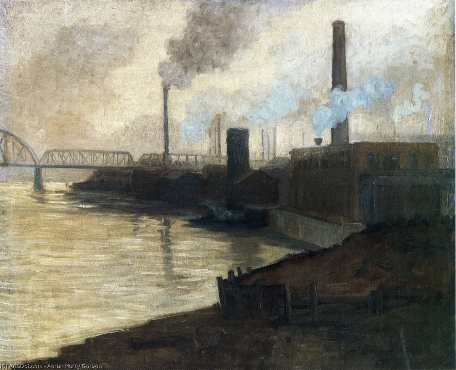 Wikioo.org - The Encyclopedia of Fine Arts - Painting, Artwork by Aaron Harry Gorson - Industrial Scene - Mills On The Monongahela