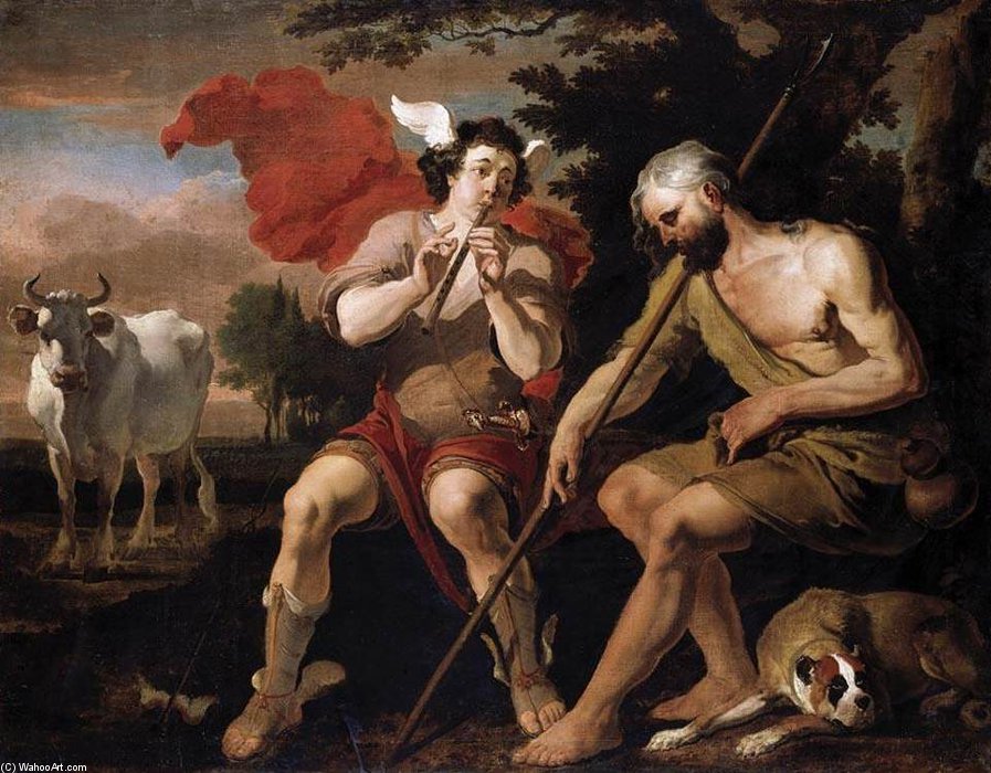 Wikioo.org – La Enciclopedia de las Bellas Artes - Pintura, Obras de arte de Abraham Danielsz Hondius - Mercurio y Argos
