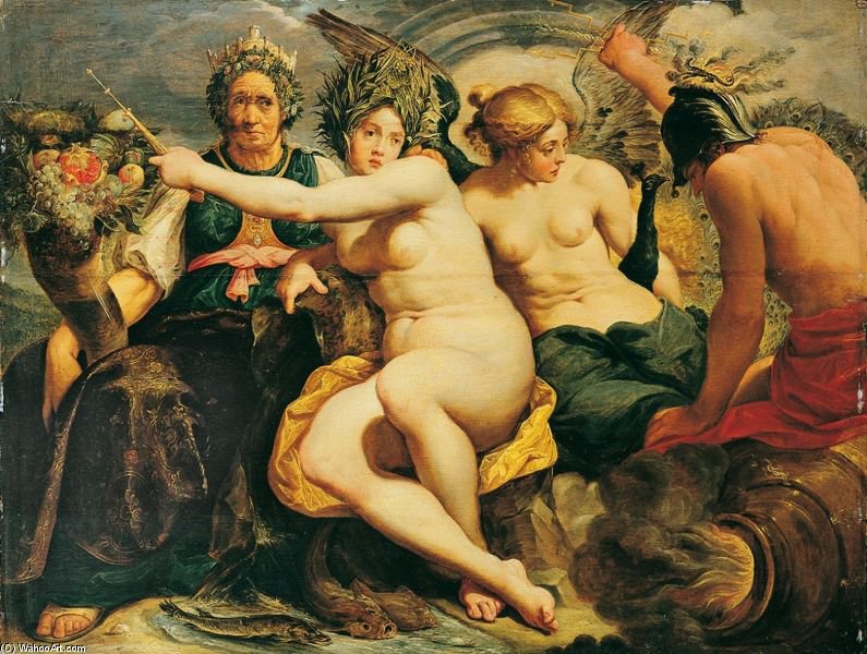 Wikioo.org - The Encyclopedia of Fine Arts - Painting, Artwork by Abraham Janssens - Allegorie Der Vier Elemente