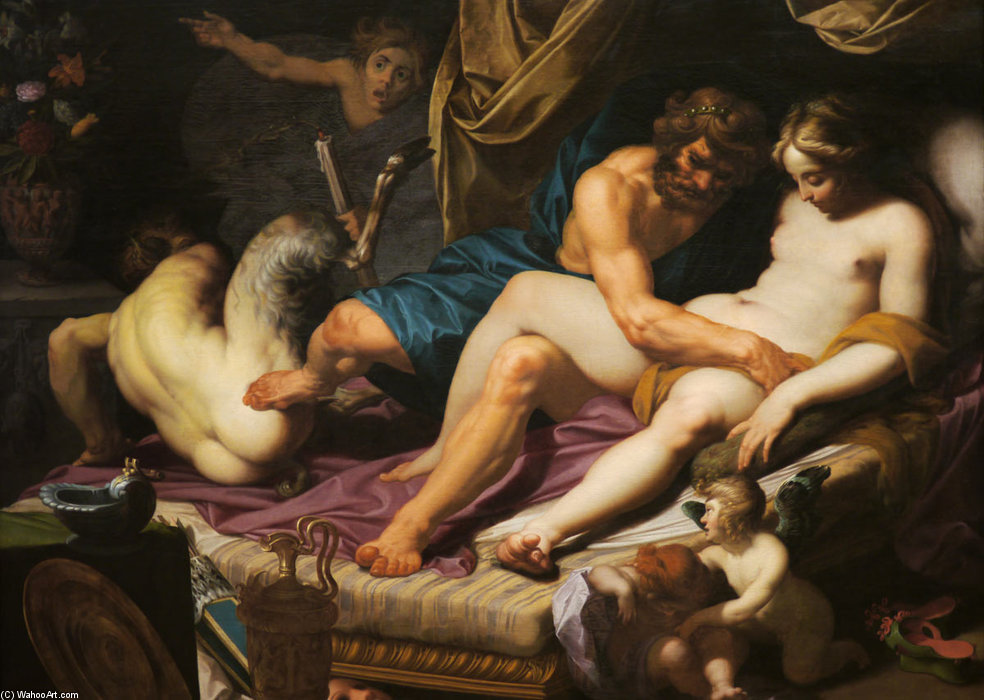 Wikioo.org - The Encyclopedia of Fine Arts - Painting, Artwork by Abraham Janssens - Herakles Pan I Omfale
