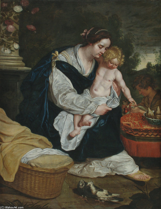 Wikioo.org - The Encyclopedia of Fine Arts - Painting, Artwork by Abraham Janssens - La Virgen Y El Niño Con San Juan Bautista