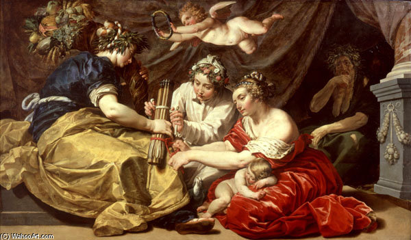 Wikioo.org - The Encyclopedia of Fine Arts - Painting, Artwork by Abraham Janssens - Peace And Plenty Binding Arrows Of War