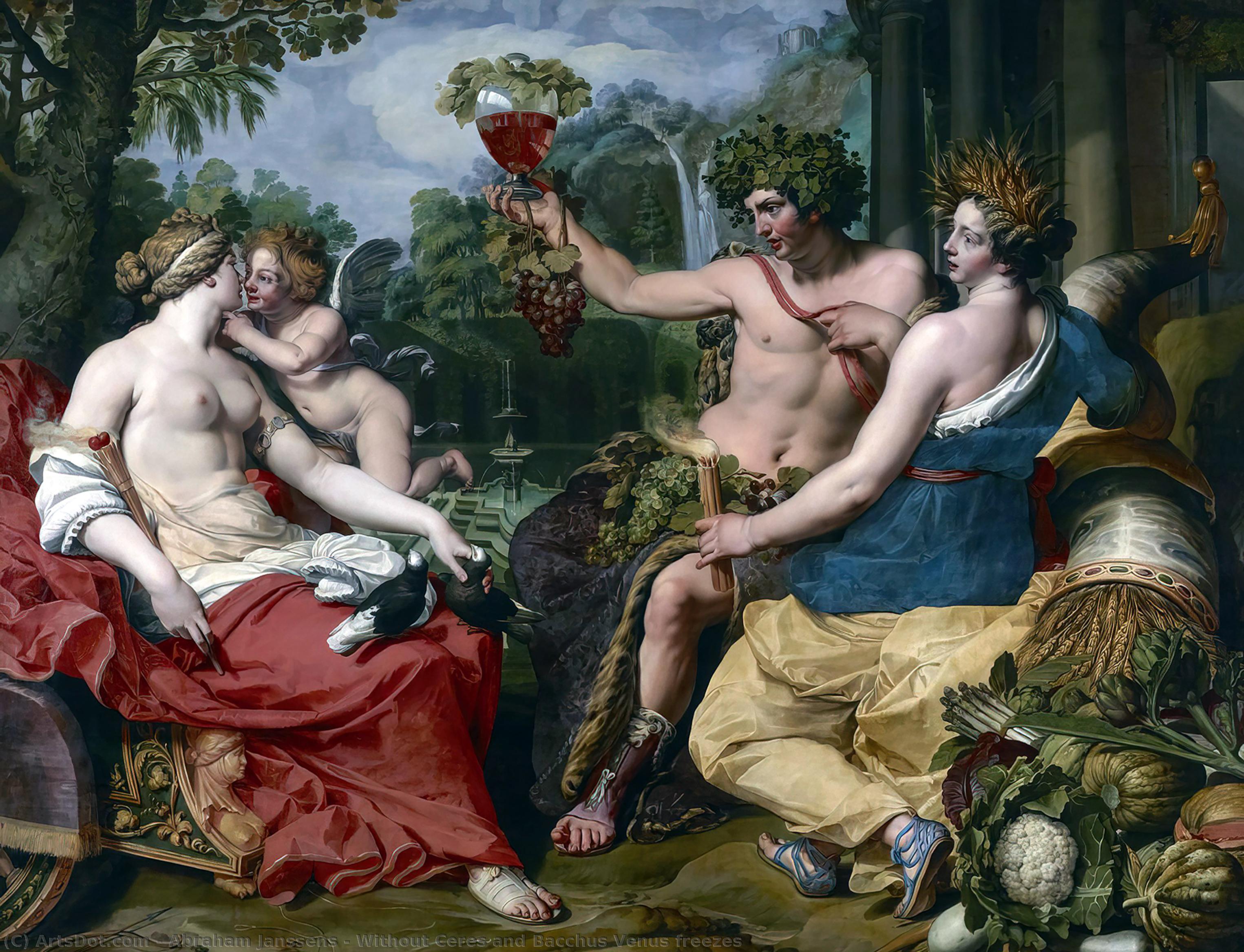 Wikioo.org - The Encyclopedia of Fine Arts - Painting, Artwork by Abraham Janssens - Without Ceres and Bacchus Venus freezes