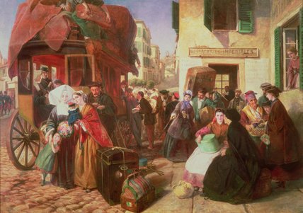 WikiOO.org - אנציקלופדיה לאמנויות יפות - ציור, יצירות אמנות Abraham Solomon - The Departure Of A Diligence From Biarritz