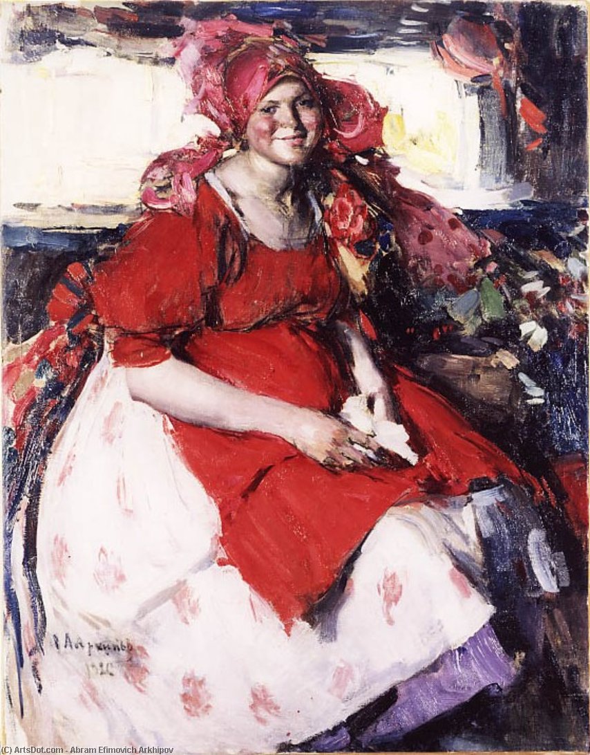 WikiOO.org - Εγκυκλοπαίδεια Καλών Τεχνών - Ζωγραφική, έργα τέχνης Abram Efimovich Arkhipov - A Young Peasant Woman