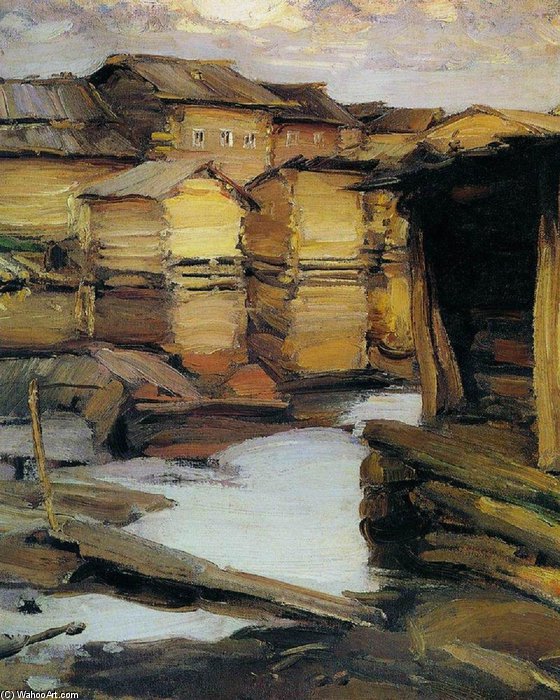 Wikioo.org - The Encyclopedia of Fine Arts - Painting, Artwork by Abram Efimovich Arkhipov - North Village -