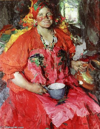 Wikioo.org - The Encyclopedia of Fine Arts - Painting, Artwork by Abram Efimovich Arkhipov - The Girl With A Jug