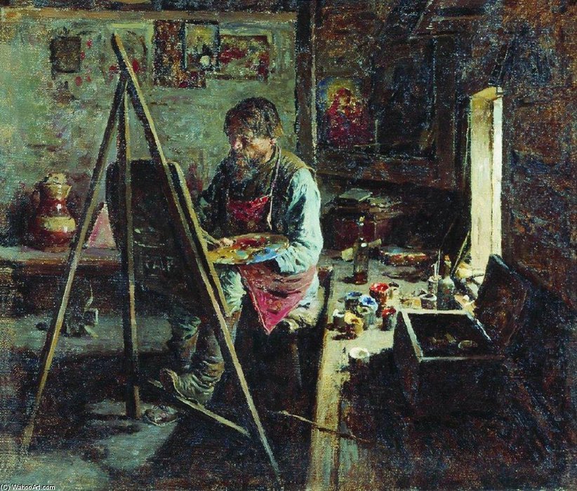 Wikioo.org - The Encyclopedia of Fine Arts - Painting, Artwork by Abram Efimovich Arkhipov - Village Iconographer