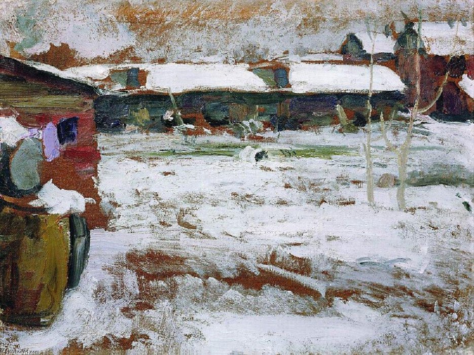 Wikioo.org - สารานุกรมวิจิตรศิลป์ - จิตรกรรม Abram Efimovich Arkhipov - Winter. Backyards