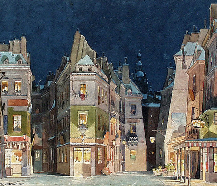 Wikioo.org - The Encyclopedia of Fine Arts - Painting, Artwork by Adolf Hohenstein - A Paris Street