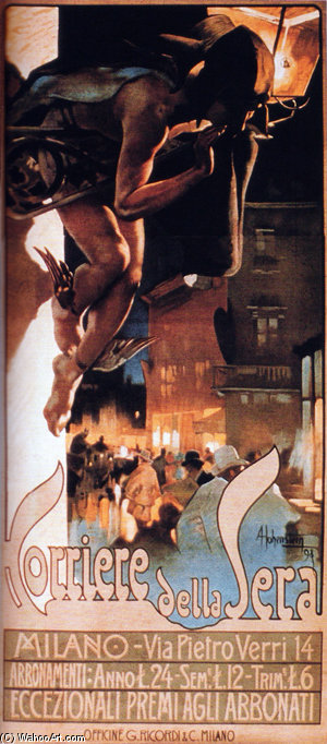 Wikoo.org - موسوعة الفنون الجميلة - اللوحة، العمل الفني Adolf Hohenstein - Advertising Poster - Corriere Della Sera