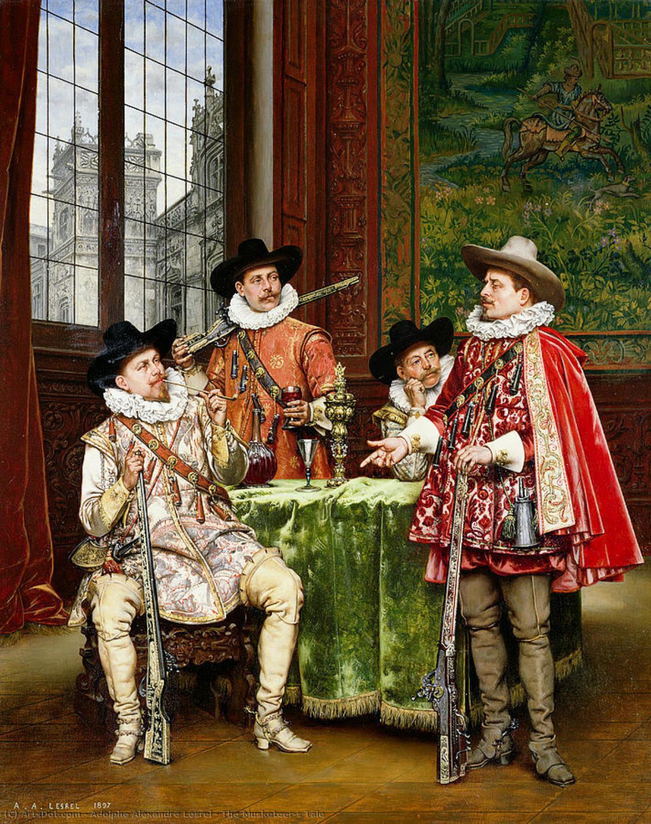WikiOO.org - Enciklopedija dailės - Tapyba, meno kuriniai Adolphe Alexandre Lesrel - The Musketeer's Tale