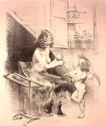 Wikioo.org - The Encyclopedia of Fine Arts - Painting, Artwork by Adolphe Léon Willette - Original Drawing For 'les Maitres De