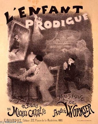 WikiOO.org - 백과 사전 - 회화, 삽화 Adolphe Léon Willette - Reproduction Of A Poster Advertising 'the Prodigal