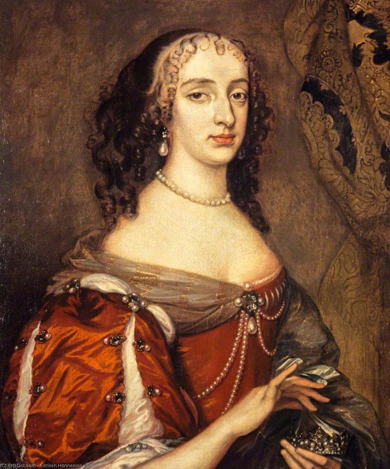 Wikioo.org - The Encyclopedia of Fine Arts - Painting, Artwork by Adriaen Hanneman - Princess Mary, Eldest Daughter Of Charles I And Princess Of Orange