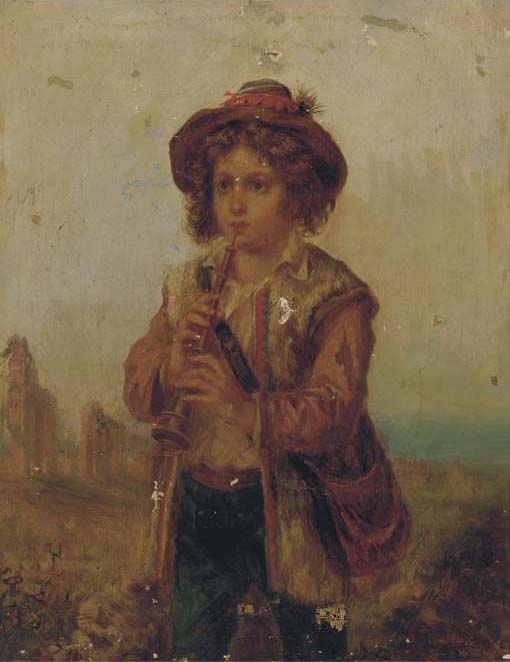 WikiOO.org - 백과 사전 - 회화, 삽화 Adriano Bonifazi - The Young Musician; And The Young Weaver