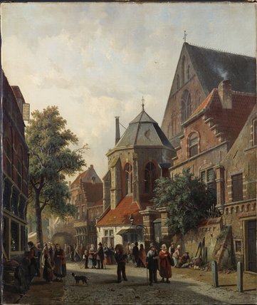 WikiOO.org - Encyclopedia of Fine Arts - Festés, Grafika Adrianus Eversen - A Dutch Street Scene