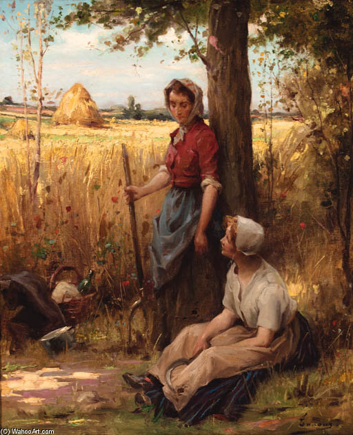 Wikioo.org - The Encyclopedia of Fine Arts - Painting, Artwork by Adrien Henri Tanoux - A Rest From The Harvest
