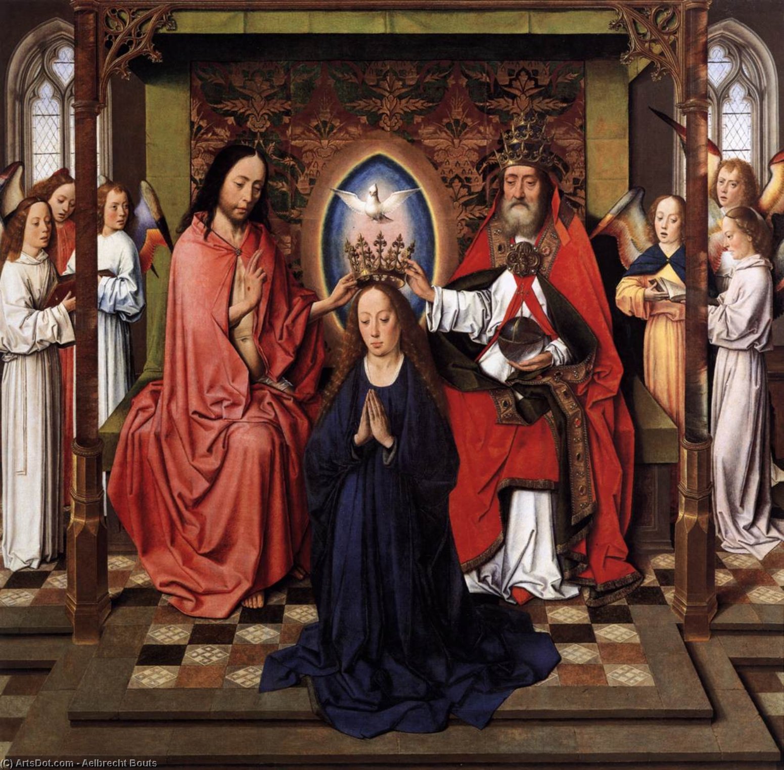 WikiOO.org - Encyclopedia of Fine Arts - Lukisan, Artwork Aelbrecht Bouts - Coronation Of The Virgin