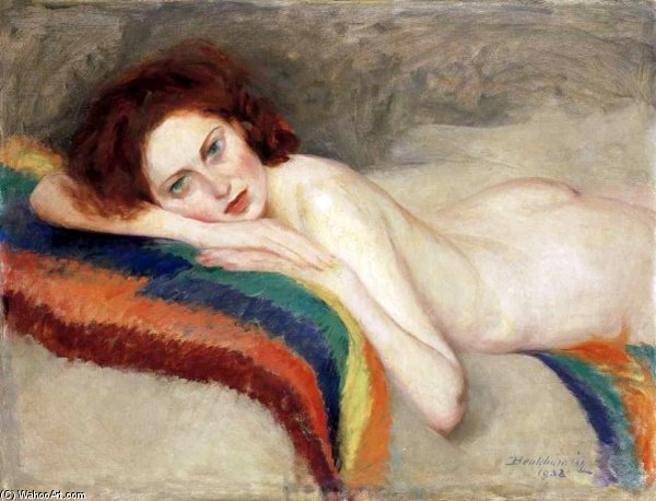 Wikioo.org - Bách khoa toàn thư về mỹ thuật - Vẽ tranh, Tác phẩm nghệ thuật Agost Benkhard - Reclining Nude
