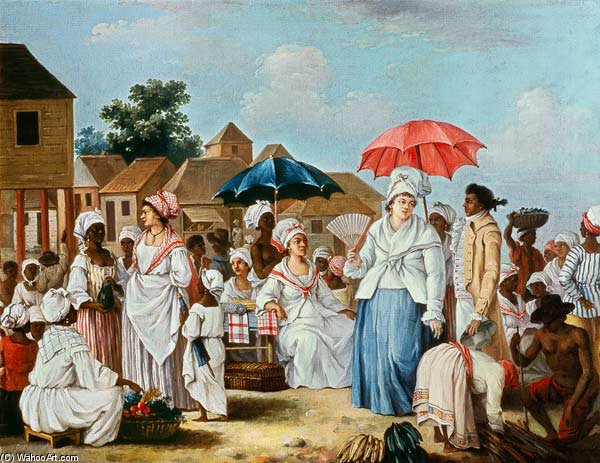 Wikioo.org - The Encyclopedia of Fine Arts - Painting, Artwork by Agostino Brunias - The Linen Market, Santo Domingo