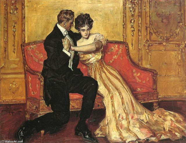 Wikioo.org – L'Enciclopedia delle Belle Arti - Pittura, Opere di Albert Beck Wenzell - La proposta di matrimonio