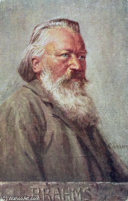 WikiOO.org - Encyclopedia of Fine Arts - Maleri, Artwork Albert Eichhorn - Portrait Of Johannes Brahms