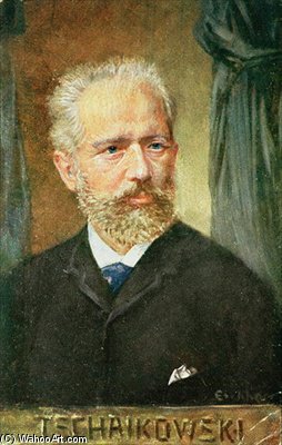 Wikioo.org - The Encyclopedia of Fine Arts - Painting, Artwork by Albert Eichhorn - Portrait Of Piotr Ilyich Tchai
