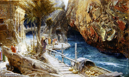 WikiOO.org - Encyclopedia of Fine Arts - Schilderen, Artwork Albert Goodwin - The Source Of The Sacred River