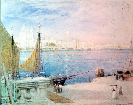 Wikioo.org – La Enciclopedia de las Bellas Artes - Pintura, Obras de arte de Albert Goodwin - Venecia, antes de la Fell Campanile