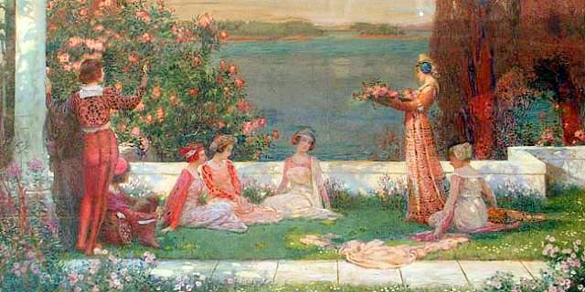 Wikioo.org - The Encyclopedia of Fine Arts - Painting, Artwork by Albert Herter - In The Garden By The Sea