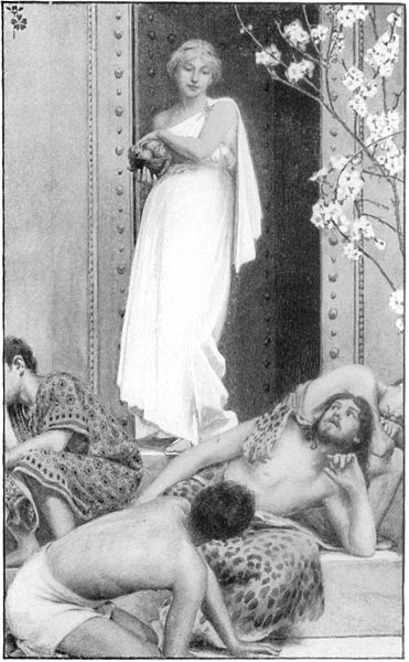 Wikioo.org - The Encyclopedia of Fine Arts - Painting, Artwork by Albert Herter - Maiden Of The Brazen Door From Tales Of The Enchanted Islands Of The Atlantic