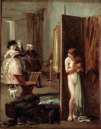 Wikioo.org - The Encyclopedia of Fine Arts - Painting, Artwork by Albert Junior Ludovici - The Artist's Studio Or Unexpected Visitors