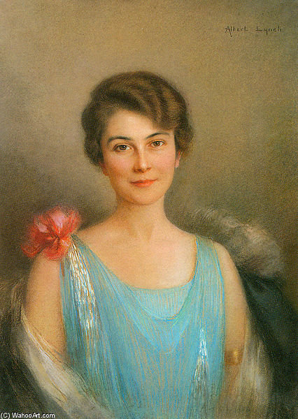 Wikioo.org - สารานุกรมวิจิตรศิลป์ - จิตรกรรม Albert Lynch - Portrait D'une Femme En Bleu