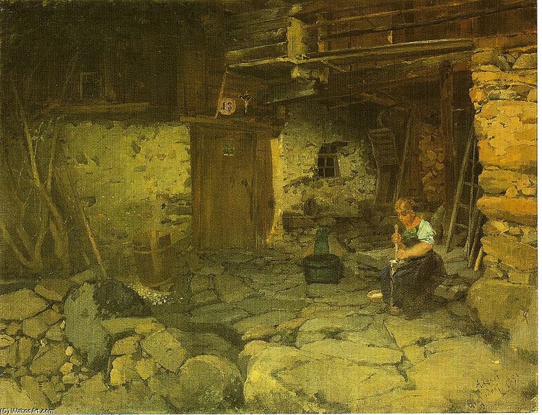 Wikioo.org - The Encyclopedia of Fine Arts - Painting, Artwork by Albin Egger Lienz - Farm In Grafendorf