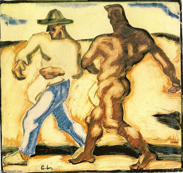 Wikioo.org - The Encyclopedia of Fine Arts - Painting, Artwork by Albin Egger Lienz - Sower And Devil