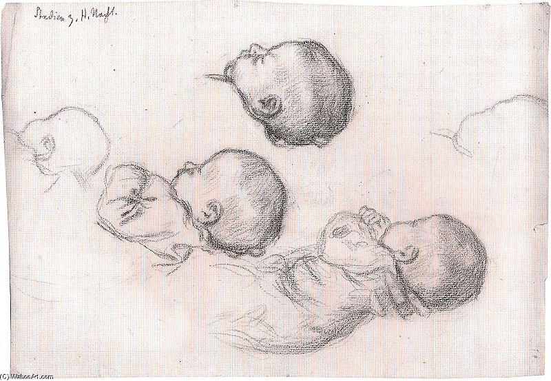 Wikioo.org – La Enciclopedia de las Bellas Artes - Pintura, Obras de arte de Albin Egger Lienz - estudios de un Bebé
