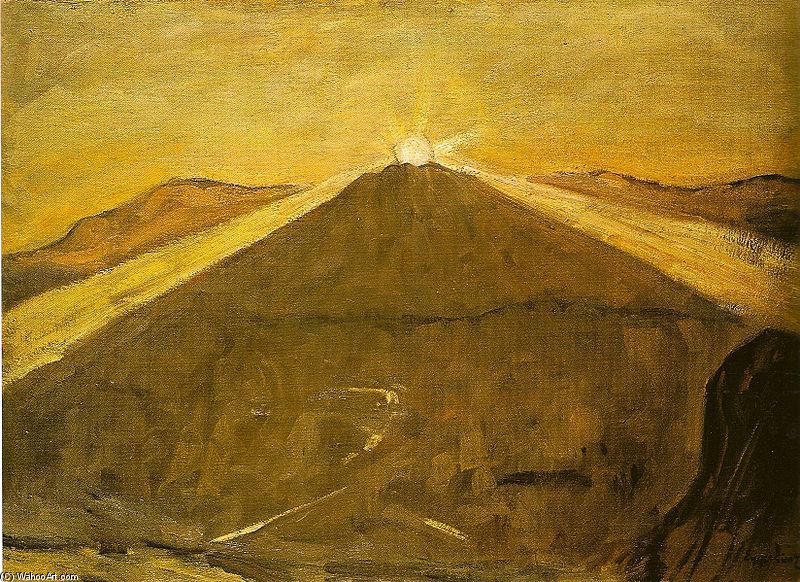 WikiOO.org - Güzel Sanatlar Ansiklopedisi - Resim, Resimler Albin Egger Lienz - Sunset At The Mendel