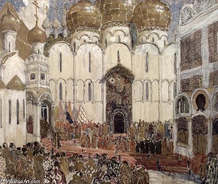 Wikioo.org - The Encyclopedia of Fine Arts - Painting, Artwork by Aleksandr Jakovlevic Golovin - A Square In The Moscow Kremlin