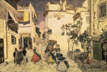 Wikioo.org - The Encyclopedia of Fine Arts - Painting, Artwork by Aleksandr Jakovlevic Golovin - A Street In Seville