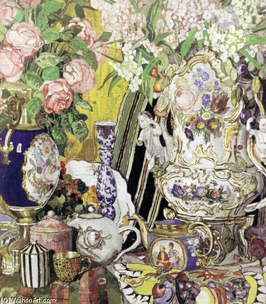 WikiOO.org - Encyclopedia of Fine Arts - Maleri, Artwork Aleksandr Jakovlevic Golovin - Porcelain And Flowers