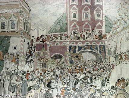 Wikioo.org - The Encyclopedia of Fine Arts - Painting, Artwork by Aleksandr Jakovlevic Golovin - Scenery Sketches For Musorgsky's Opera 'boris