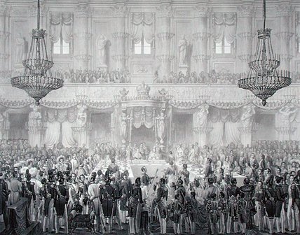 WikiOO.org - Enciklopedija likovnih umjetnosti - Slikarstvo, umjetnička djela Alessandro Sanquirico - State Banquet To Mark The Occasion Of The Coronation