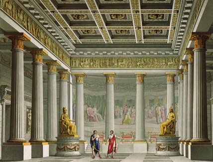 Wikioo.org - Bách khoa toàn thư về mỹ thuật - Vẽ tranh, Tác phẩm nghệ thuật Alessandro Sanquirico - The Audience Hall In The Palace Of Aegistheus